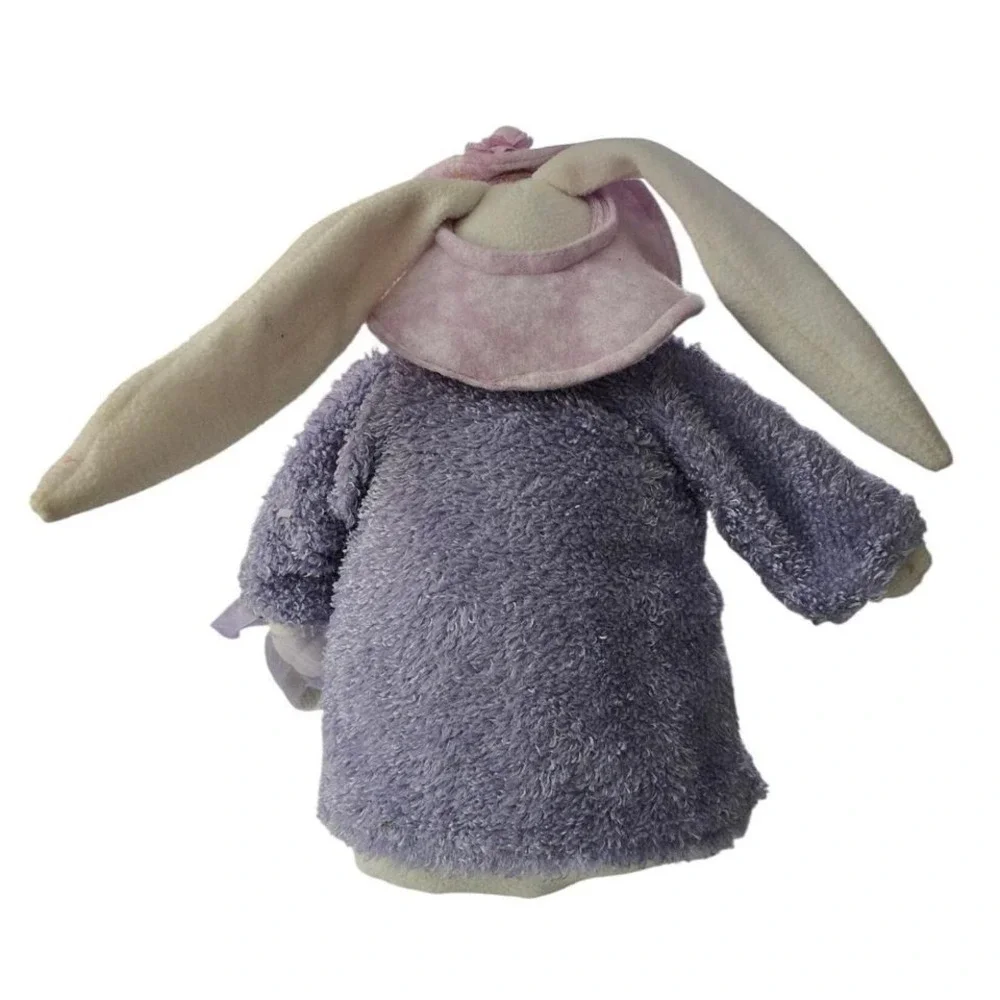 Easter Bunny Decorative Plush Purple Jacket Pink Hat Sequins 18 Inch Bean Bottom
